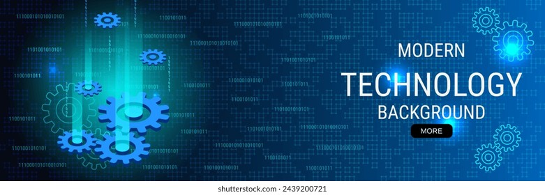 Digital technology banner vector design template. Future technology, cyberspace, virtual reality isometric 3d concept illustration