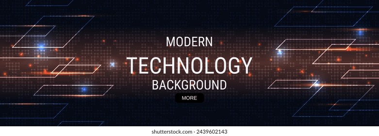 Digital technology banner vector design template. Future technology, cyberspace, virtual reality concept illustration