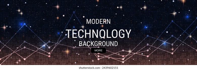 Plantilla de diseño de vector de banner de tecnología digital. Tecnología del futuro, ciberespacio, ilustración del concepto de realidad virtual