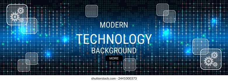 Digital technology banner vector design template. Future technology, cyberspace, virtual reality concept illustration