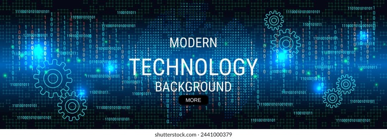 Digital technology banner vector design template. Future technology, cyberspace, virtual reality concept illustration