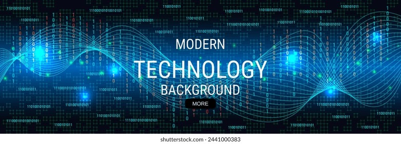Digital technology banner vector design template. Future technology, cyberspace, virtual reality concept illustration