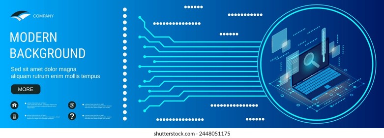 Digital technology banner vector design template. Computer service, repair, technical support, first aid flat 3d isometric concept