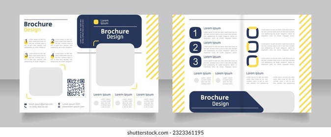 Digital technology bifold brochure template design. Half fold booklet mockup set with copy space for text. Editable 2 paper page leaflets. Secular One Regular, Rajdhani-Semibold, Arial fonts used