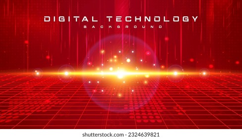 Digital technology big data futuristic red background, cyber information, abstract speed connect communication, innovation future meta tech, internet network connection, Ai big data, illustration 3d