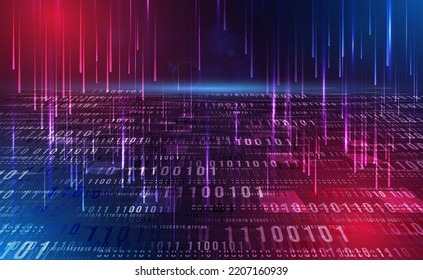 Tecnología digital Código binario fondo azul, seguridad de la tecnología informática Matrix, tecnología de circuito abstracto segura, conexión de red binaria cero número uno, Ai gran data, vector de ilustración