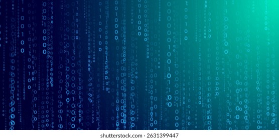 Digital technology binary code blue green background, cyber nano information, abstract communication, innovation future tech data, internet network connection, Ai big data, line dot illustration 3d