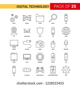 Digital Technology Black Line Icon - 25 Business Outline Icon Set