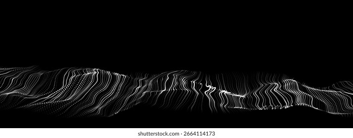 Tecnología digital de onda negra. Ciberespacio oscuro con puntos de movimiento. Inteligencia artificial de fondo digital futurista. Análisis de Big Data.