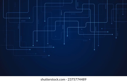 Digital technology blue background. Concept with technology line light. Circuit board background technology.