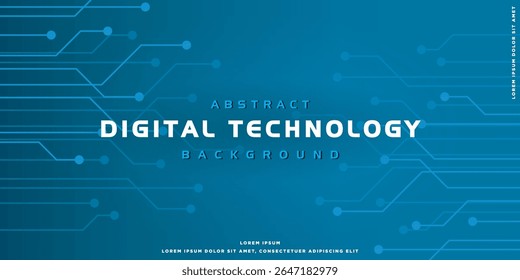 Digital technology blue background, cyber nano information, abstract communication, internet network connection