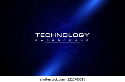 Digital technology blue background, online cyber technology algorithm, dark abstract wave futuristic circuit tech, innovation future, internet network connection, Ai big data, dots illustration vector