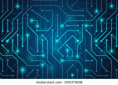 Tecnología digital fondo de concepto de banner azul con tecnología de efecto de línea, ilustración vectorial para diseño gráfico