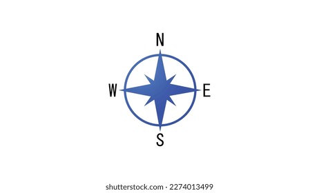 Digital technology blue color vector Compass Icon on white color eps 10 background.