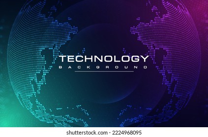 Tecnología digital fondo verde azul, mapa del mundo de los cibermedios en línea, tecnología de circuitos futuristas abstractos rosados, futuro de la innovación, conexión de red de internet, Ai big data, ilustración de puntos de línea vector