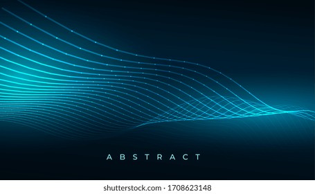 digital technology blue wave lines background design