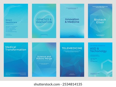 Digital technology business dark poster template vector set. Business dark gradient poster design set. Digital technology business poster in dark blue. Vector set. Modern design poster template