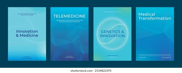 Vector de Plantilla de póster oscuro de negocios de tecnología digital. Conjunto de diseño de póster de gradiente oscuro de negocios. Cartel de negocios de tecnología digital en azul oscuro. Conjunto de Vector. Plantilla de póster de diseño moderno