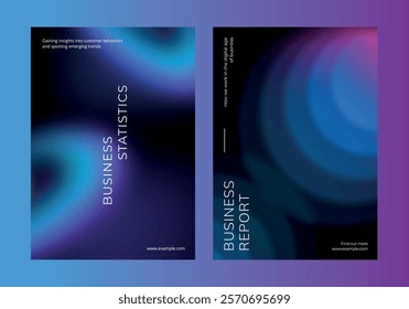 Digital technology business dark poster template vector set. Business dark gradient poster design set. Digital technology business poster in dark blue. Vector set. Modern design poster template