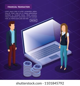 digital technology with business people isometric