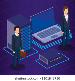 digital technology with business people isometric