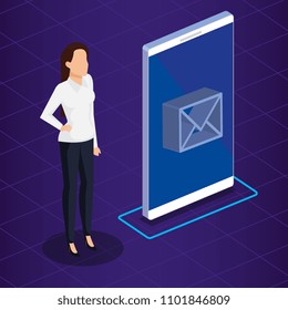 digital technology with business person isometric