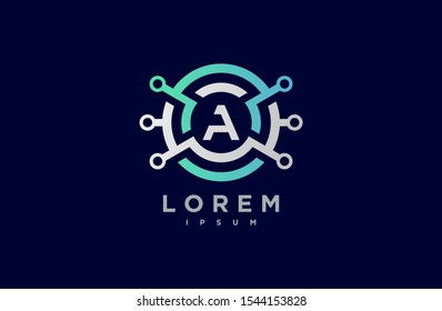 digital technology circle logo, template vector for your company.