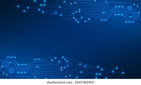 Digitale Technologie, Schaltkreis-Hintergrund. Futuristisches abstraktes Datenkonzept. Ausführung für Netzwerkanschlüsse Hauptplatine.
