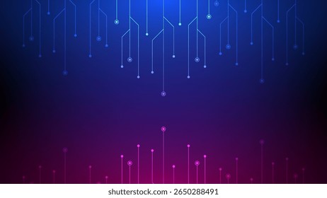 Digital technology circuit background. Futuristic abstract data concept. Design for network connections motherboard  circuit board purple and blue .