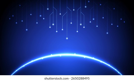 Fondo de circuito de tecnología digital. Concepto de red de datos abstractos futuristas. Diseño para el futuro anillo de interfaz de sistema de placa de circuito de IA ciberelectrónico.