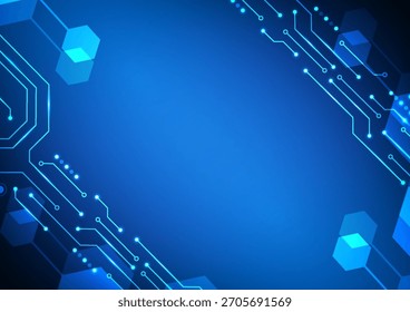 Digitale Technologie, Schaltkreis-Hintergrund. Futuristisches Leiterplattenkonzept. Design für elektronisches System Computer-Datennetz virtuelles Geschäft und Hintergrund.
