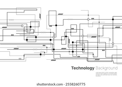 Digital technology circuit board background with dynamic lines. Abstract technology design. Vector illustration.