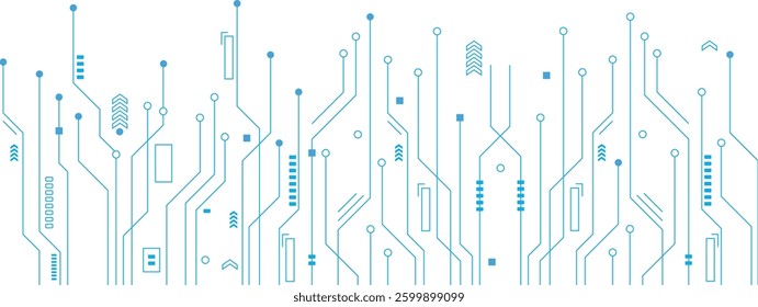 Digital technology circuit board background with dynamic lines. Abstract technology design. Vector illustration.