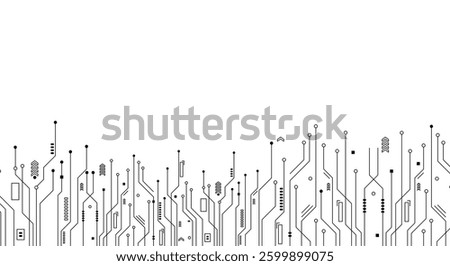 Digital technology circuit board background with dynamic lines. Abstract technology design. Vector illustration.