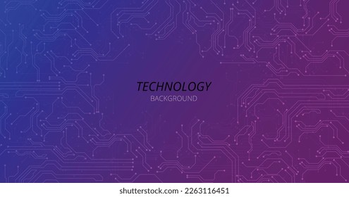 Digital technology circuit diagram on pink blue background. High-tech circuit board connection system.Vector abstract technology on bright background.