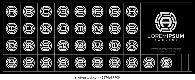 Digital technology circuit letter A-Z logo set