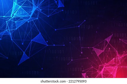 Digital technology circuits blue red gradient background, Ai big data iot, cyber cloud security, abstract neon wifi tech, innovation future, futuristic internet network connection, illustration vector