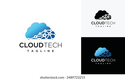 Digital technology cloud logo design inspiration	