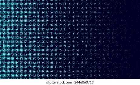 Tecnología digital Colorido fondo de degradado de puntos azules. Patrón Digital Data Square Blue. Patrón de mosaico de píxeles digitales azules. Ilustración vectorial.