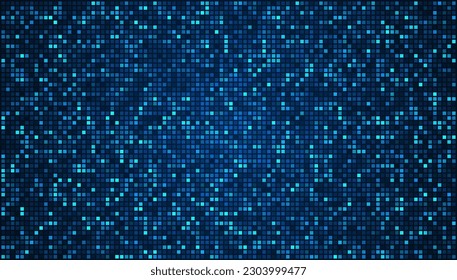 Digital Technology Colorful Blue Pixels Background. Digital Data Square Blue Pattern. Blue Digital Pixel Mosaic Pattern. Vector Illustration.