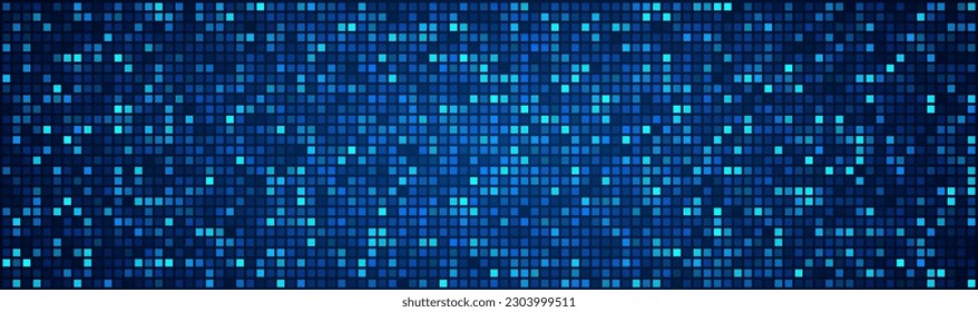 Digital Technology Colorful Blue Pixels Background. Digital Data Square Blue Pattern. Blue Digital Pixel Mosaic Pattern. Vector Illustration.