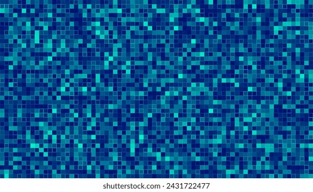Digital Technology Colorful Blue Pixels Background. Digital Data Square Blue Pattern. Blue Digital Pixel Mosaic Pattern. Vector Illustration.