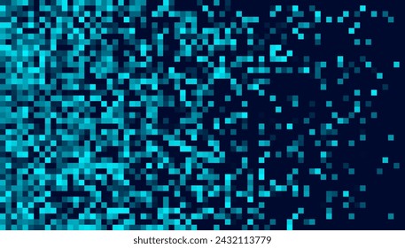 Digital Technology Colorful Blue Pixels Gradient Background. Digital Data Square Blue Pattern. Blue Digital Pixel Mosaic Pattern. Vector Illustration.