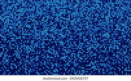 Digital Technology Colorful Blue Pixels Background. Digital Data Square Blue Pattern. Blue Digital Pixel Mosaic Pattern. Vector Illustration.