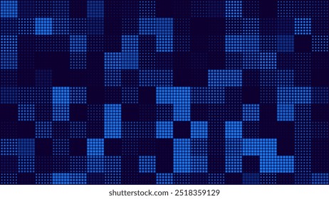 Fondo de mosaico de píxeles azules coloridos de Tecnología digital. Patrón azul cuadrado de datos digitales. Patrón de mosaico de píxeles digitales. Ilustración vectorial.