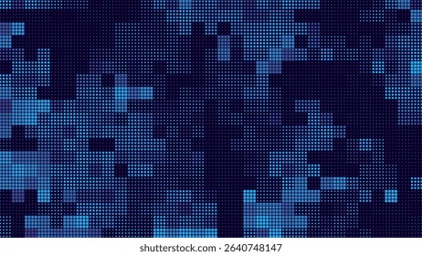 Digital Technology Colorful Blue Pixels Mosaic Background. Digital Data Square Blue Pattern. Digital Pixel Mosaic Pattern. Vector Illustration.