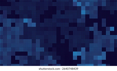 Digital Technology Colorful Blue Pixels Mosaic Background. Digital Data Square Blue Pattern. Digital Pixel Mosaic Pattern. Vector Illustration.