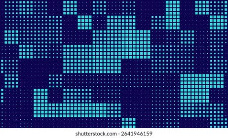 Digital Technology Colorful Blue Pixels Mosaic Background. Digital Data Square Blue Pattern. Digital Pixel Mosaic Pattern. Vector Illustration.