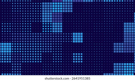 Digital Technology Colorful Blue Pixels Mosaic Background. Digital Data Square Blue Pattern. Digital Pixel Mosaic Pattern. Vector Illustration.