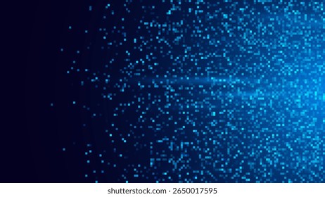 Digital Technology Colorful Blue Pixels Gradient Background. Digital Data Square Blue Pattern. Blue Digital Pixel Mosaic Pattern. Vector Illustration.